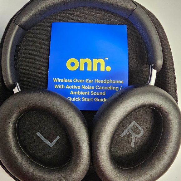 onn. Wireless Over-Ear Headphones with Active Noise Canceling, Black - Picture 4 of 10